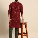 Anouk Men Printed Pure Cotton Straight Kurta