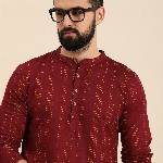 Anouk Men Printed Pure Cotton Straight Kurta