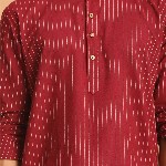 VASTRAMAY Striped Mandarin Collar Cotton Straight Kurta