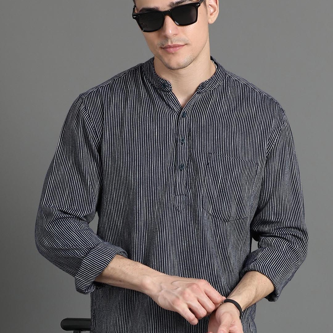 HERE&NOW Striped Cotton Short kurta