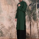 Sangria Men Textured Pattern Mandarin Collar Stylish Cotton Kurta