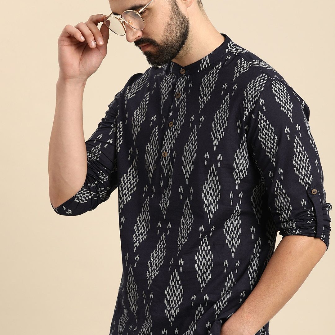 Anouk Men Ethnic Motifs Printed Block Print Short Kurta