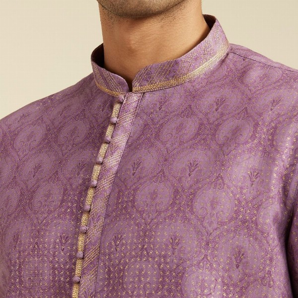 Diwas by Manyavar Ethnic Motifs Printed Thread Work Mandarin Collar Straight Kurta