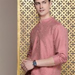 House of Pataudi Self Embroidered Jashn kurta