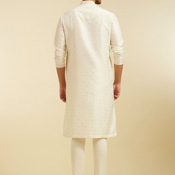 Diwas by Manyavar Thread Work Mandarin Collar Straight Kurta