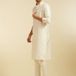 Diwas by Manyavar Thread Work Mandarin Collar Straight Kurta