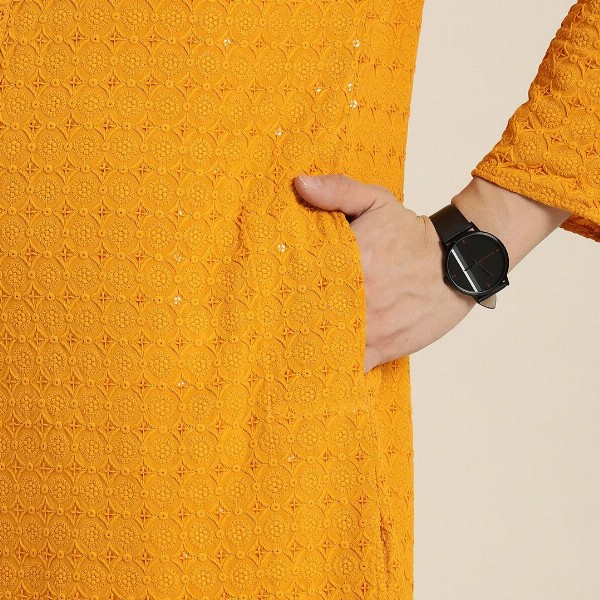 HERE&NOW Men Ethnic Motifs Embroidered Chikankari Kurta