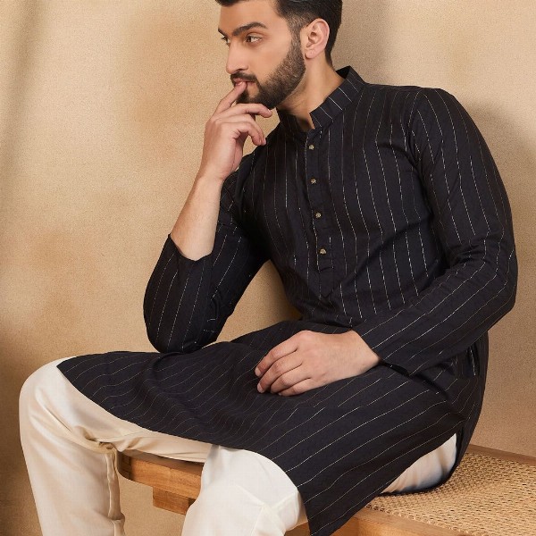 HERE&NOW Men Thread Work Kurta