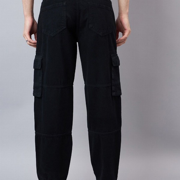 Style Quotient Men Relaxed Fit Mid Rise Clean Look Cotton Cargo Denim Jeans