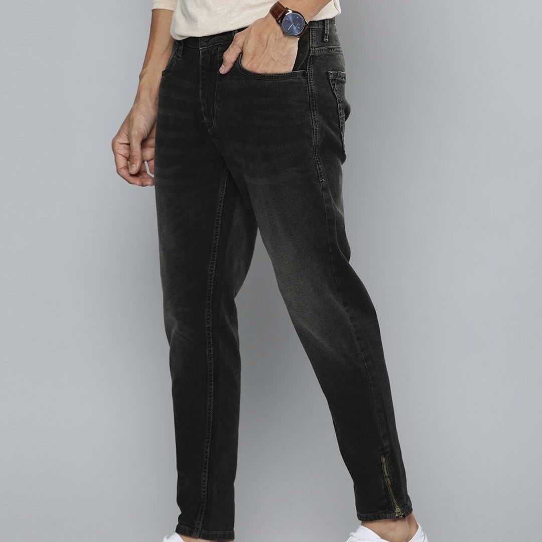 Mast & Harbour Men Black Slim Tapered Fit Mid-Rise Clean Look Stretchable Jeans