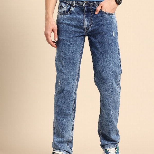 Being Human Men Straight Fit Mid-Rise Low Distress Heavy Fade Stretchable Jeans