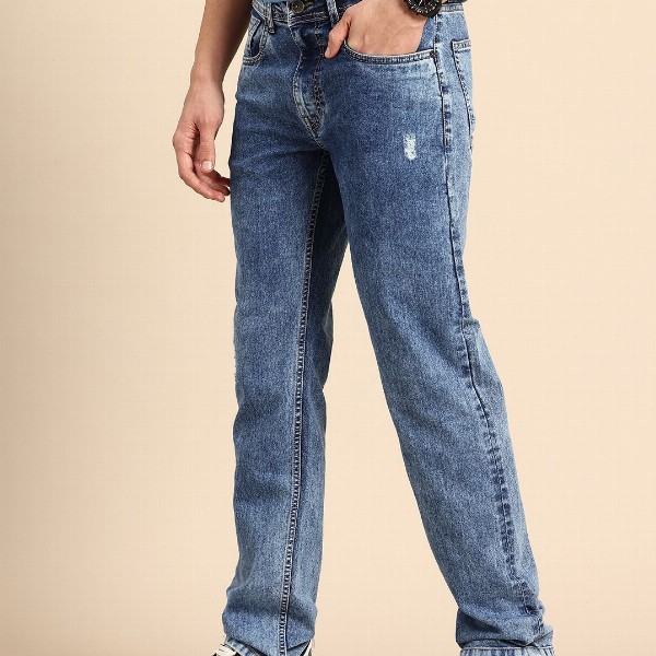 Being Human Men Straight Fit Mid-Rise Low Distress Heavy Fade Stretchable Jeans