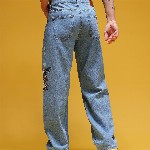 HERE&NOW Men Graphic Print Mid-Rise Pure Cotton Baggy Fit Jeans