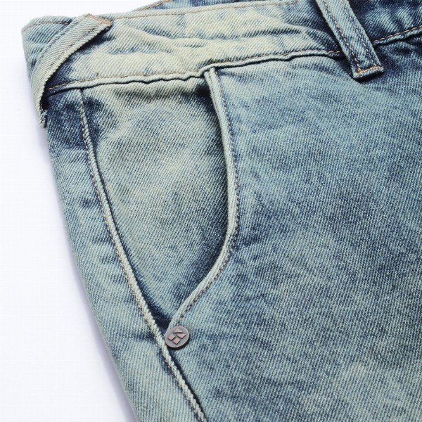 HERE&NOW Men Relaxed Cargo Pure Cotton Heavy Fade Jeans