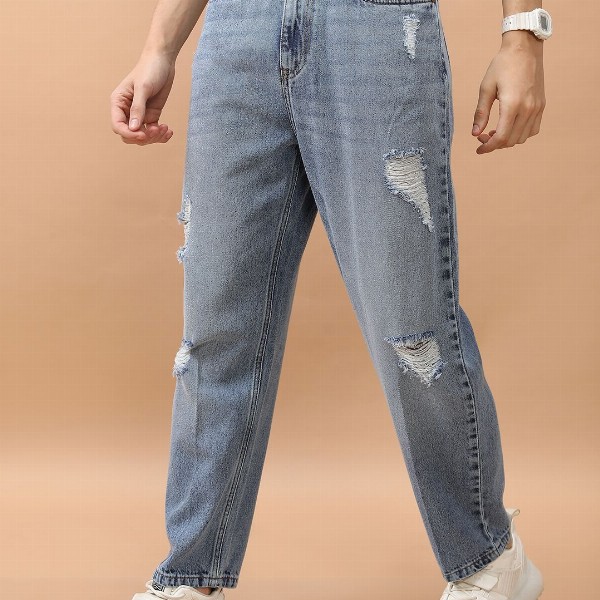 HIGHLANDER Men Relaxed Fit Highly Distressed Light Fade Jeans
