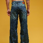 HERE&NOW Men Mid-Rise Acid Wash Crinkled Light Fade Pure Cotton Baggy Fit Jeans