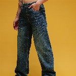 HERE&NOW Men Mid-Rise Acid Wash Crinkled Light Fade Pure Cotton Baggy Fit Jeans