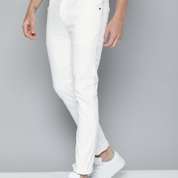 Mast & Harbour Men White Skinny Fit Mid-Rise Clean Look Stretchable Jeans