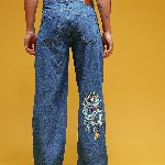 HERE&NOW Men Graphic Printed Mid-Rise Pure Cotton Baggy Fit Jeans