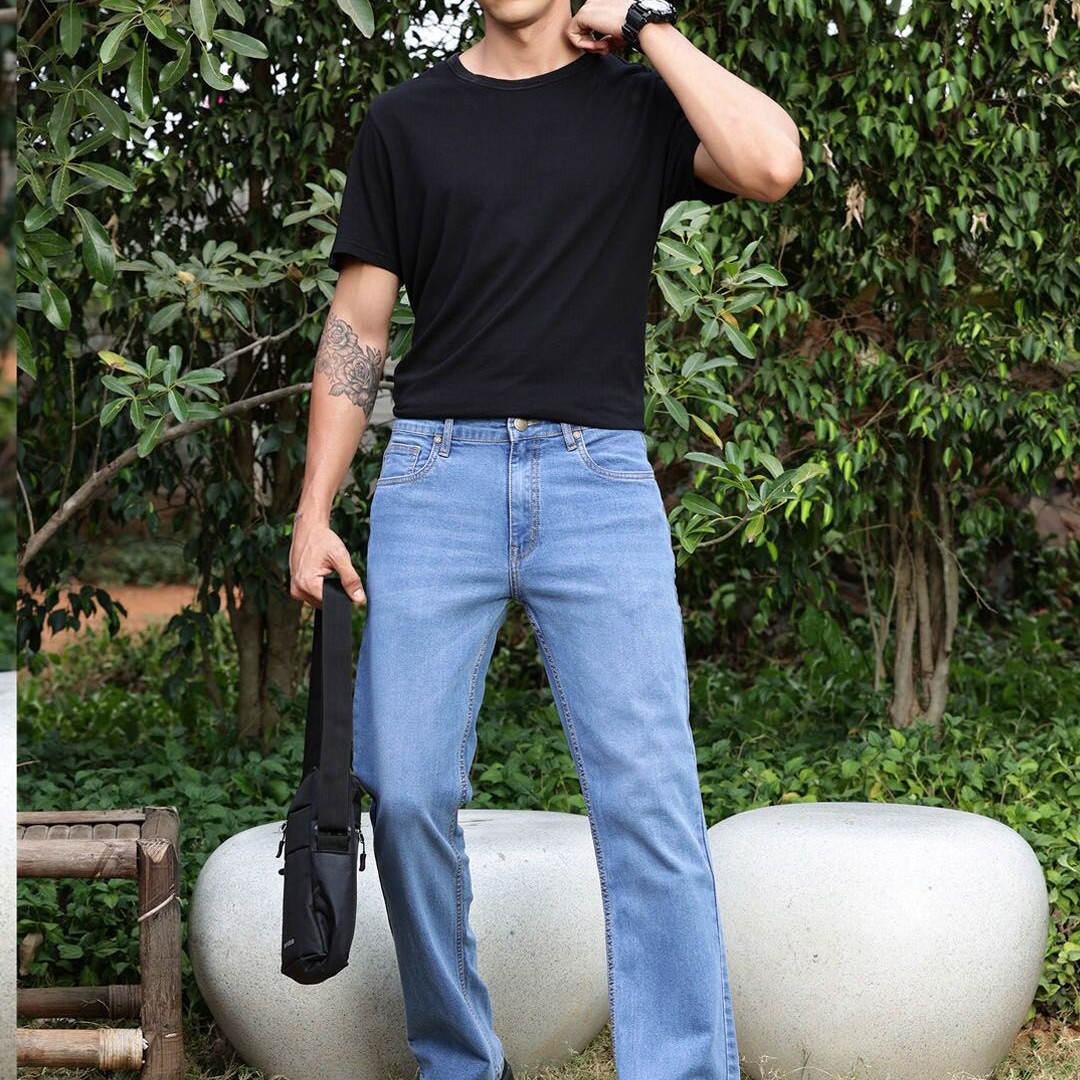 Mast & Harbour Blue Men Smart Bootcut Clean Look Stretchable Jeans