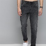 HERE&NOW Men Black Regular Fit Mid-Rise Clean Look Stretchable Jeans