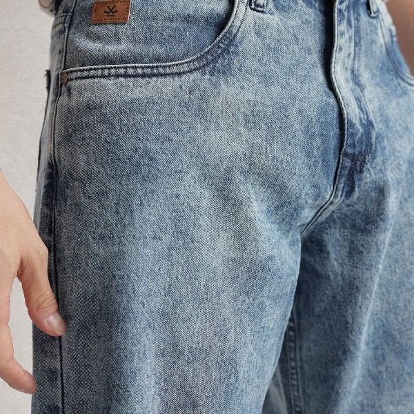 WROGN Men Pure Cotton Loose Fit Heavy Fade Jeans