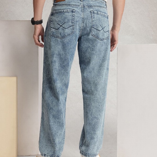WROGN Men Pure Cotton Loose Fit Heavy Fade Jeans