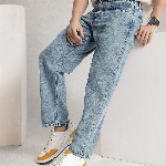 WROGN Men Pure Cotton Loose Fit Heavy Fade Jeans