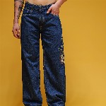HERE&NOW Men Graphic Print Mid-Rise Pure Cotton Baggy Fit Jeans