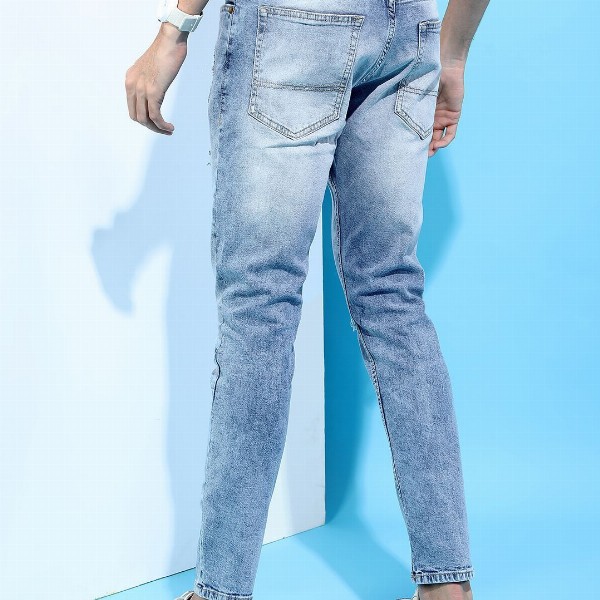 HIGHLANDER Men Tapered Fit Highly Distressed Mid-Rise Heavy Fade Stretchable Jeans