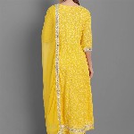 SINGNI Floral Printed Mirror Work A-Line Kurta With Trousers & Dupatta