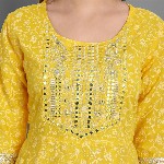 SINGNI Floral Printed Mirror Work A-Line Kurta With Trousers & Dupatta