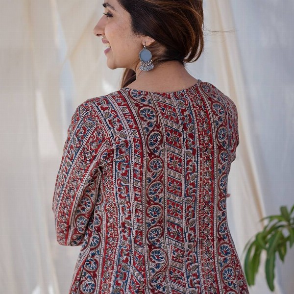 THE INDIAN ETHNIC CO Ethnic Motifs Printed A-Line Cotton Kurta