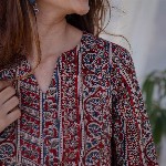 THE INDIAN ETHNIC CO Ethnic Motifs Printed A-Line Cotton Kurta