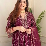 KALINI Ethnic Motif Printed Embroidered Panelled A-Line Kurta with Trousers & Dupatta