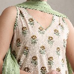 Khushal K Floral Printed V-Neck Pure Cotton Kurta With Palazzos And Dupatta