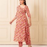 NUD Women Floral Printed Daily Cotton Straight Kurta