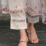 Indo Era Floral Embroidered Thread Work A-Line Kurta With Trousers & Dupatta