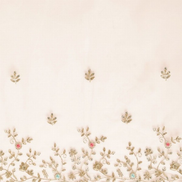 VAIRAGEE Off White Floral Embroidered Net Saree