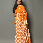 Pinkcity Trade World Geometric Printed Pure Cotton Mulmul Bagru Saree