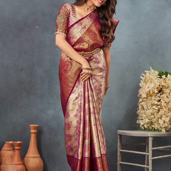 Tankori Woven Design Zari Pure Silk Dharmavaram Saree