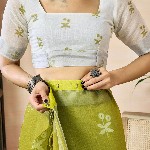 Mitera Ethnic Motifs Pure Linen Ready to Wear Saree