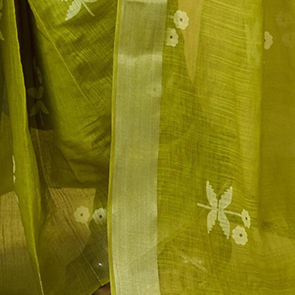 Mitera Ethnic Motifs Pure Linen Ready to Wear Saree