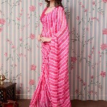 Ode by House of Pataudi Leheriya Poly Georgette Ready to Wear Saree