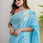 VILLAGIUS Floral Printed Pure Cotton Saree