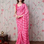 Ode by House of Pataudi Leheriya Poly Georgette Ready to Wear Saree