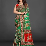 CRAFTYSTYLES Ethnic Motifs Zari Silk Blend Saree