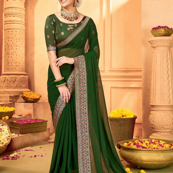 Mitera Pure Georgette Saree With Blouse Piece