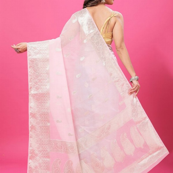 CRAFTYSTYLES Woven Design Zari Pure Chiffon Banarasi Saree
