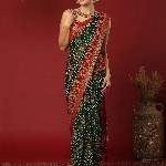 KALINI Bandhani Print Zari Pure Georgette Bandhani Saree